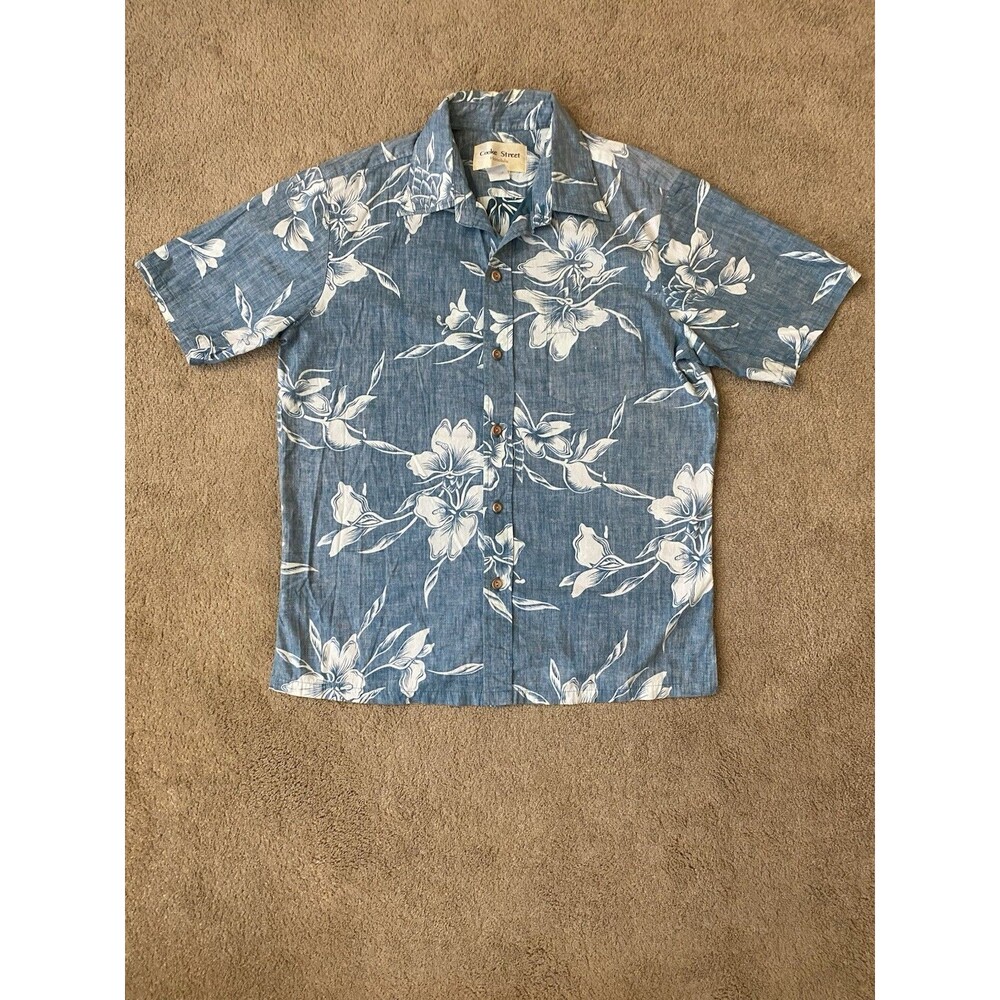 Cooke Street Honolulu Men's Blue Hawaiian Shirt Vintage 90s Made in USA